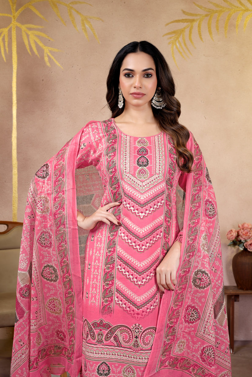 Pink Ethnic Printed Pakistani Suit Set