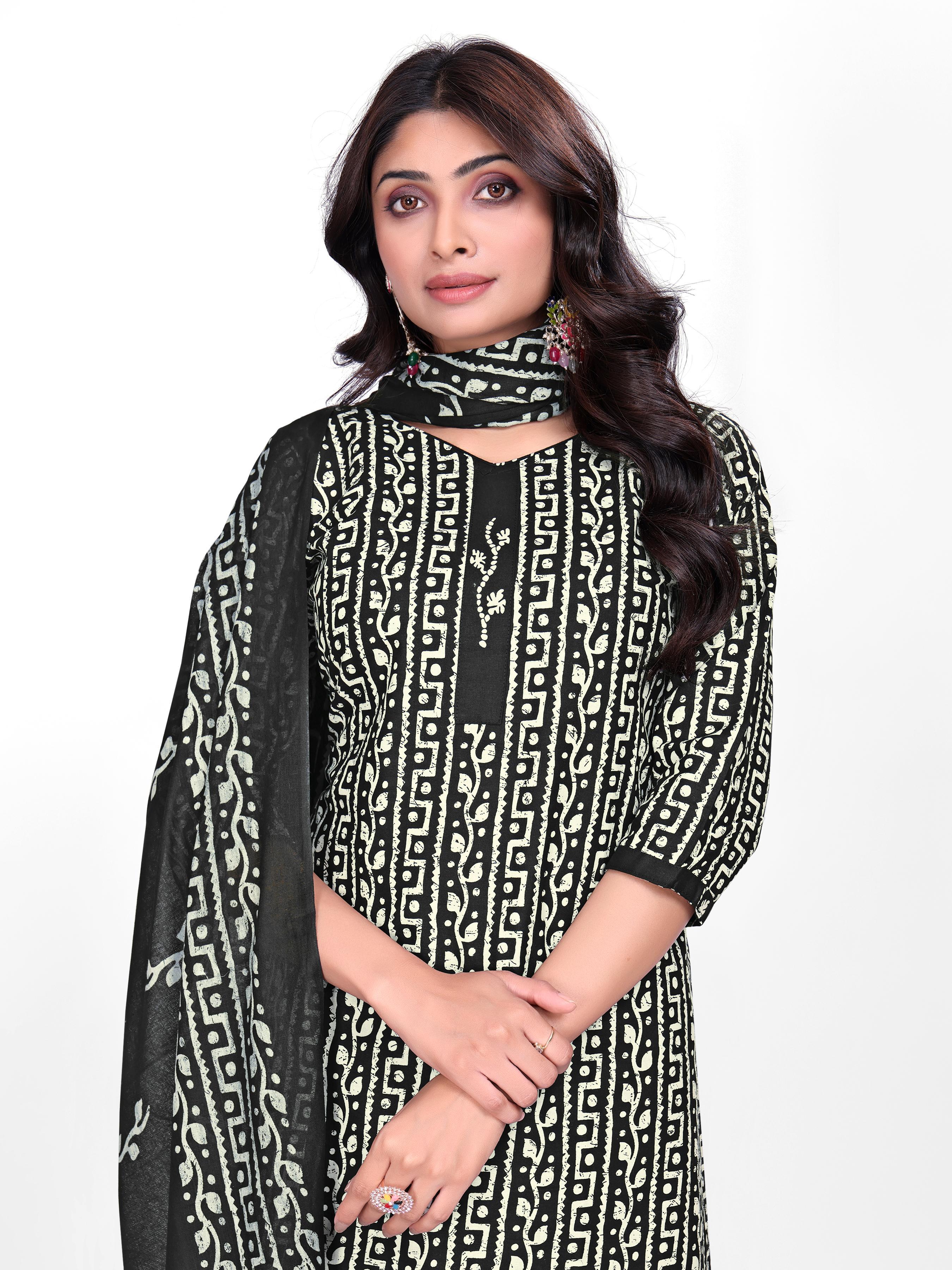 Black Printed Patiala Suit Set