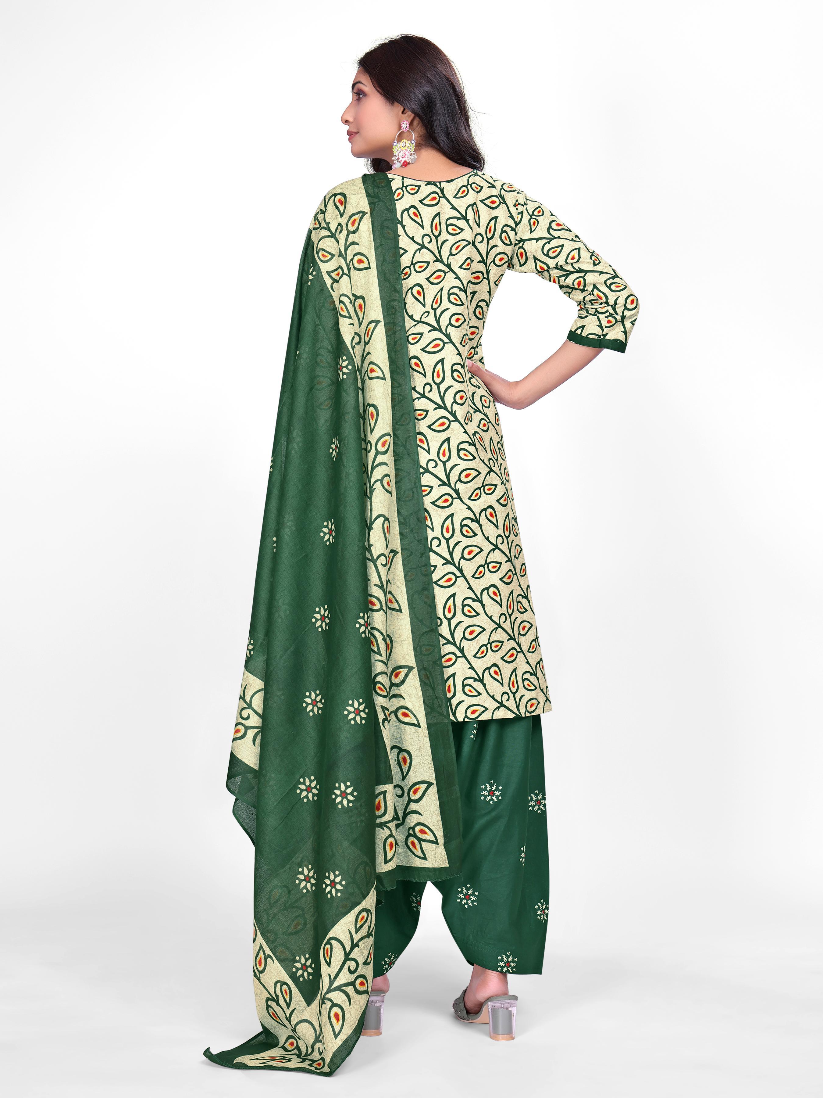 Pista Green Printed Patiala Suit Set