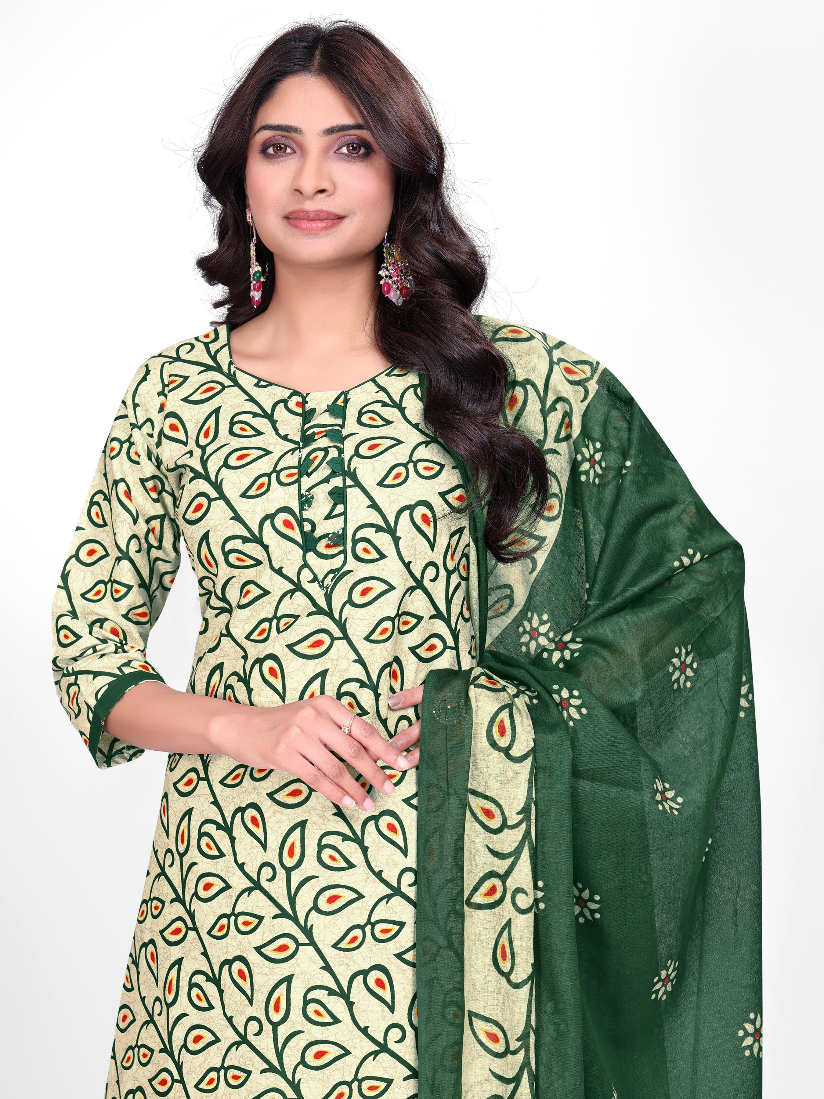 Pista Green Printed Patiala Suit Set