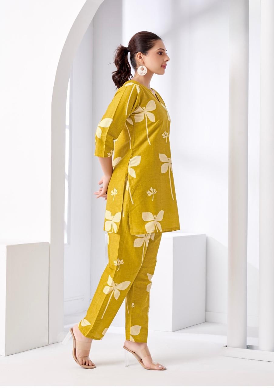 Mustard Floral Printed Coord Set