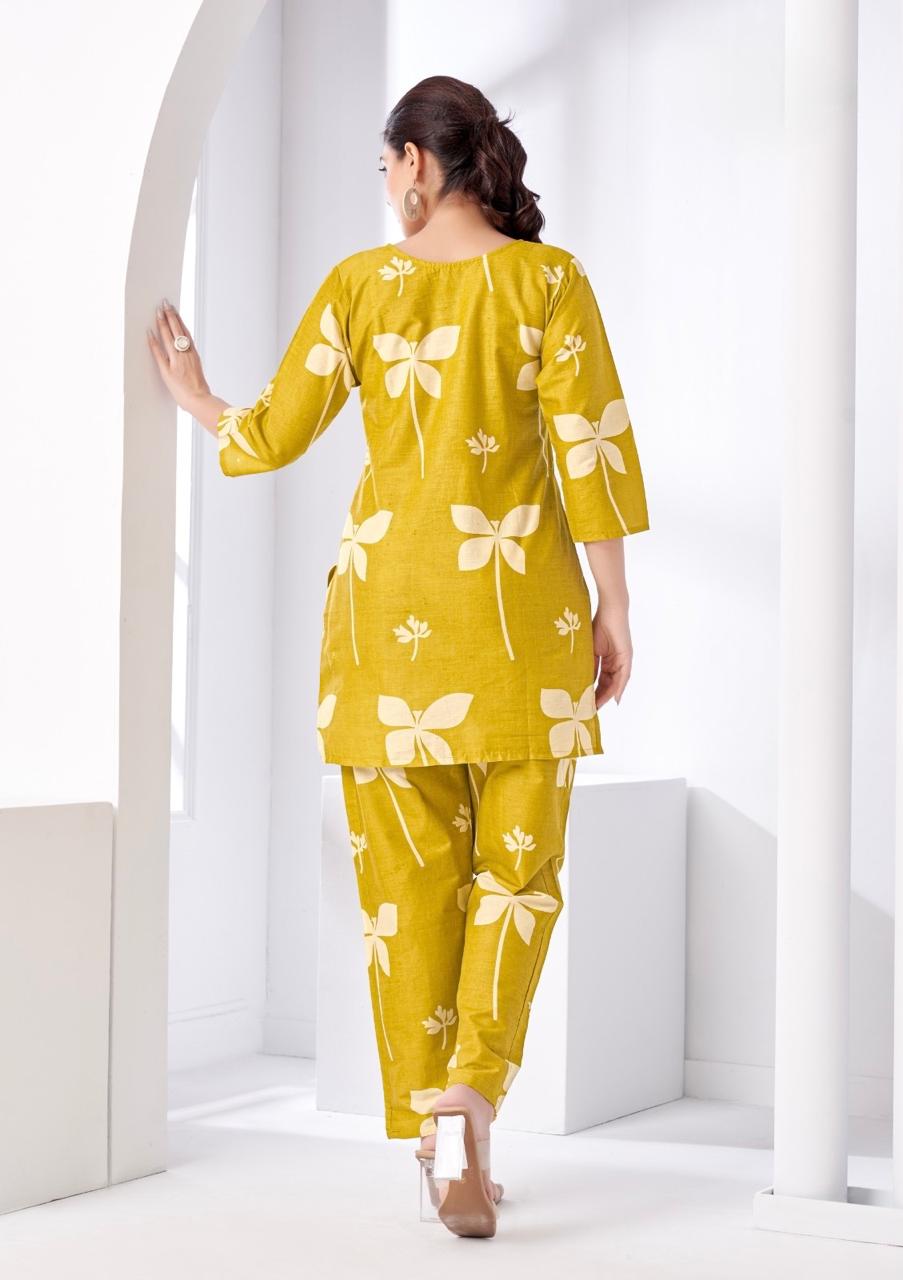 Mustard Floral Printed Coord Set