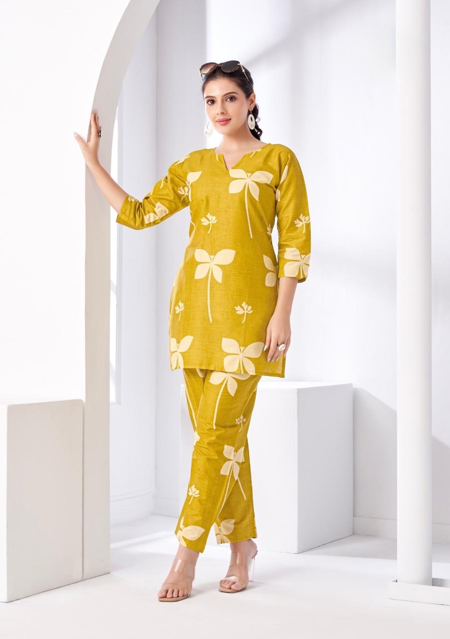 Mustard Floral Printed Coord Set