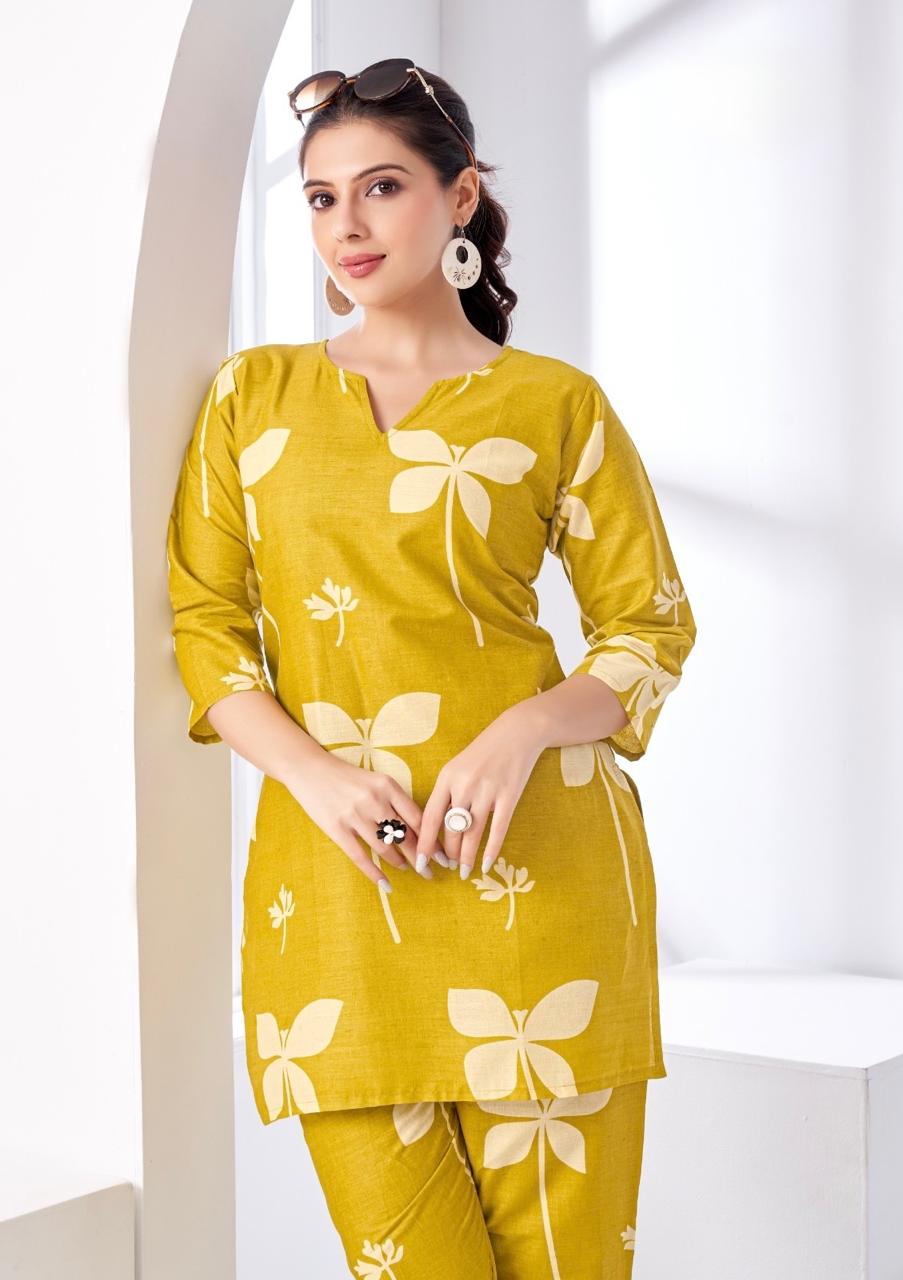 Mustard Floral Printed Coord Set