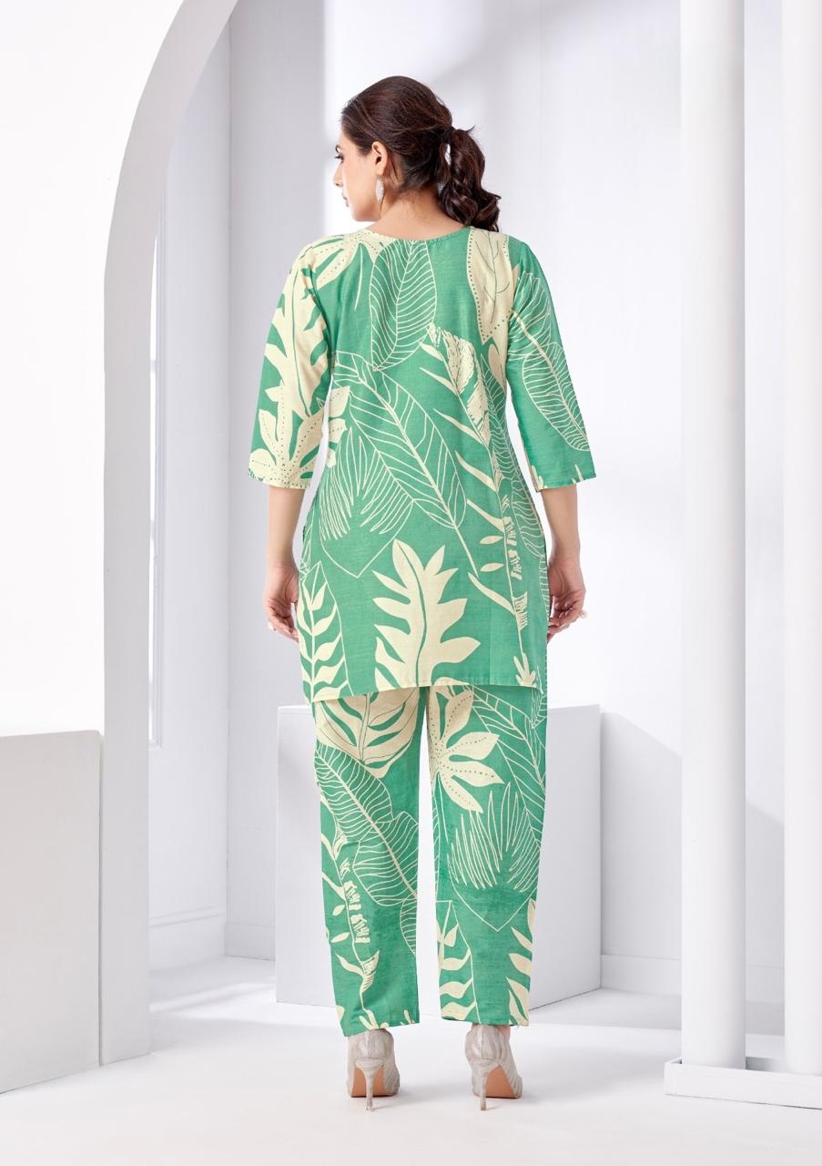 Green Tropical Printed Coord Set