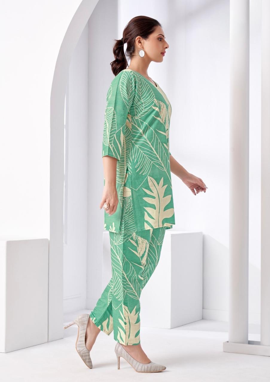 Green Tropical Printed Coord Set