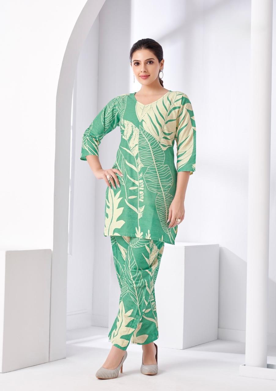 Green Tropical Printed Coord Set