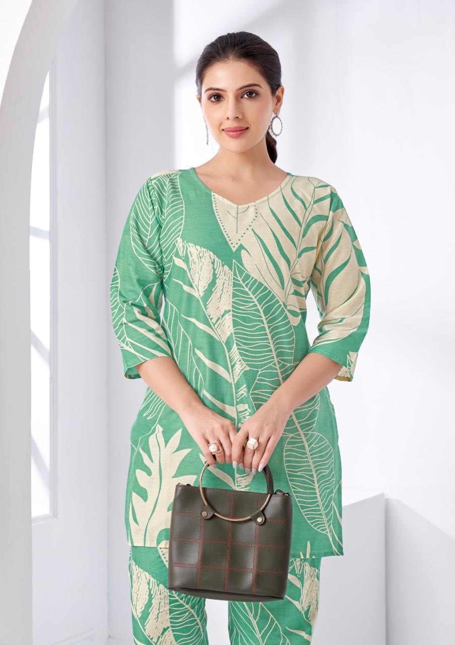 Green Tropical Printed Coord Set