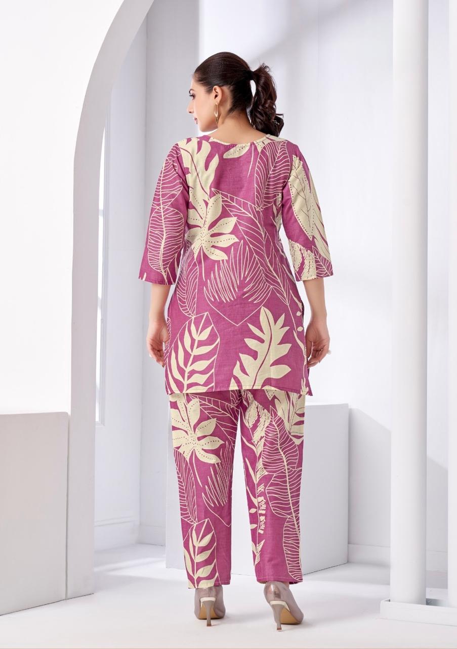 Pink Tropical Printed Coord Set