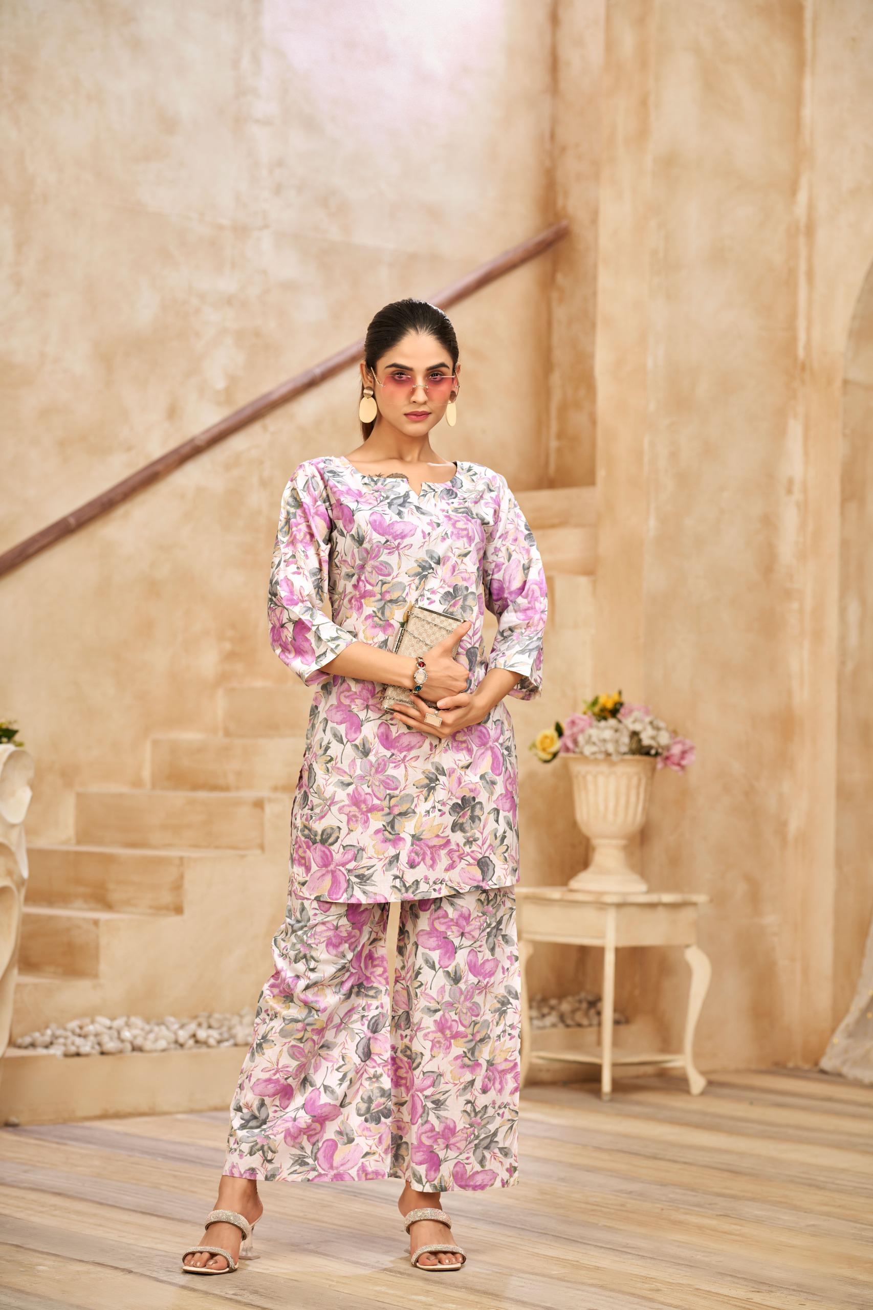 Pastel Floral Printed Coord Set