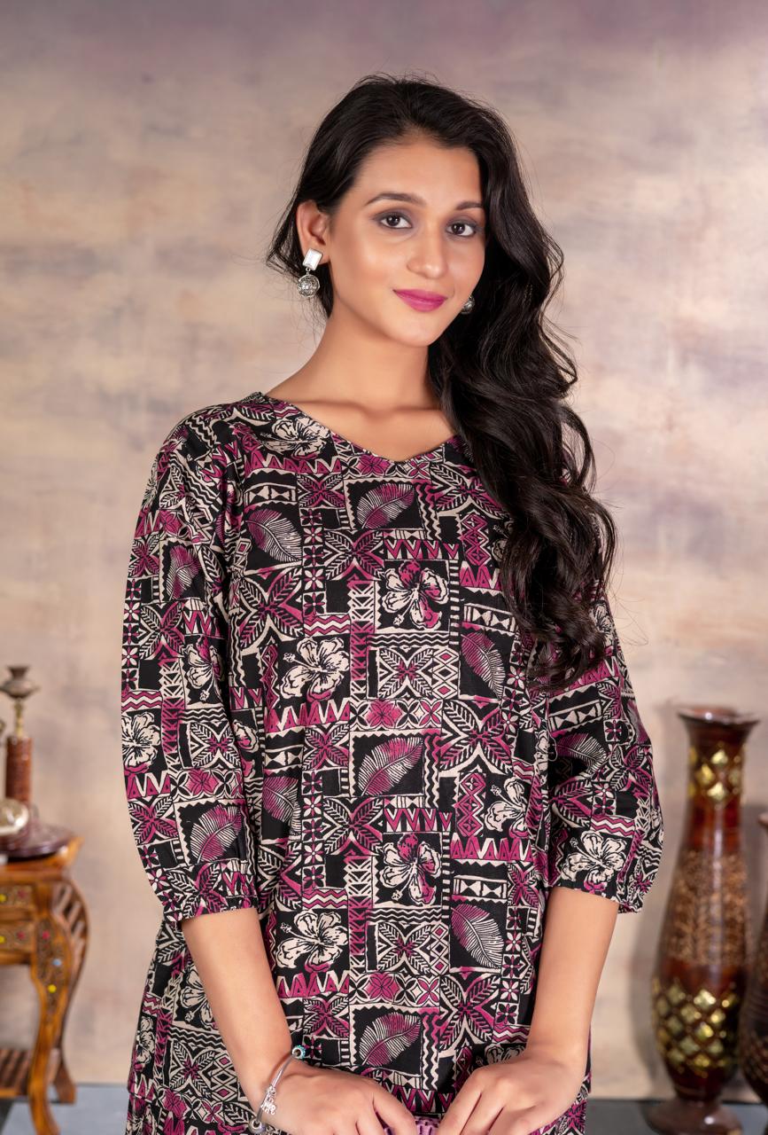 Maroon Geometric Printed Coord Set