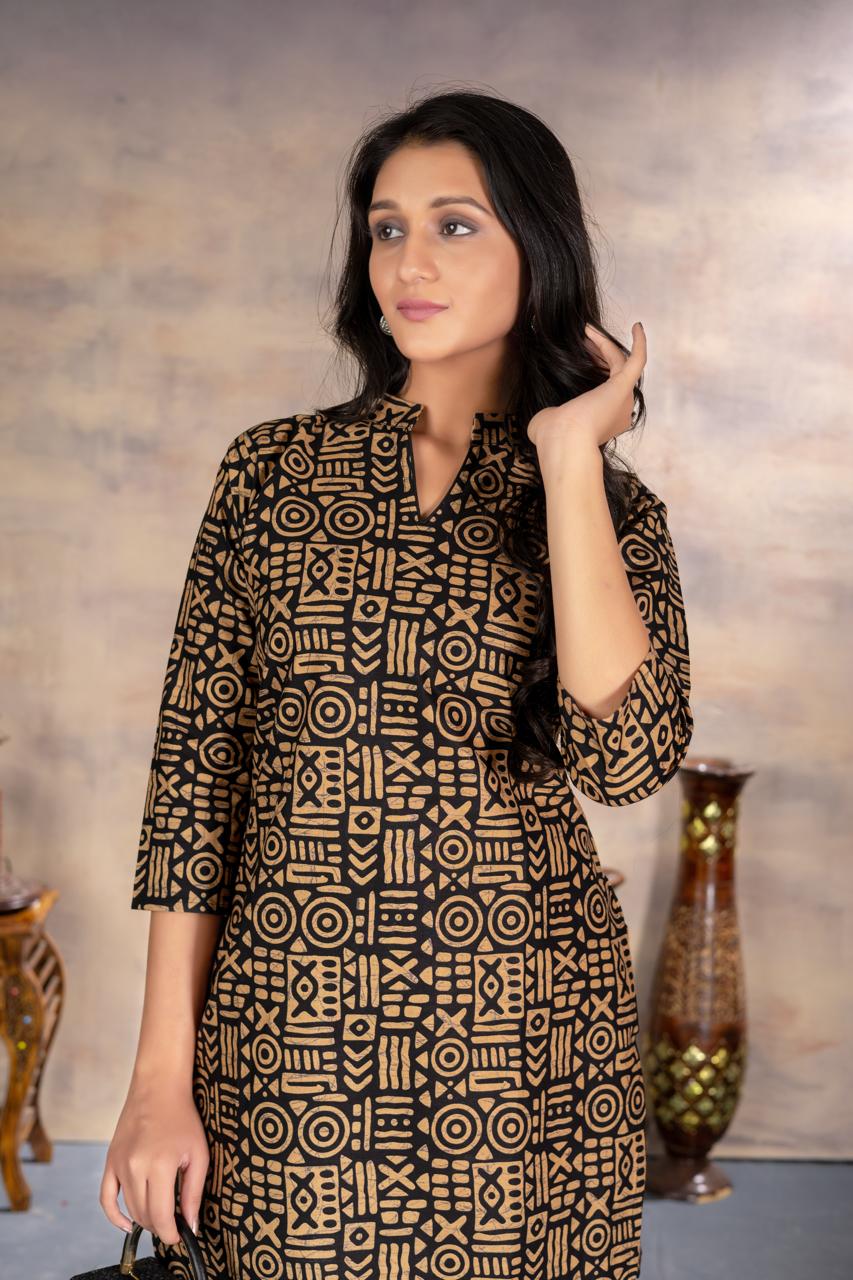 Brown Geometric Printed Coord Set